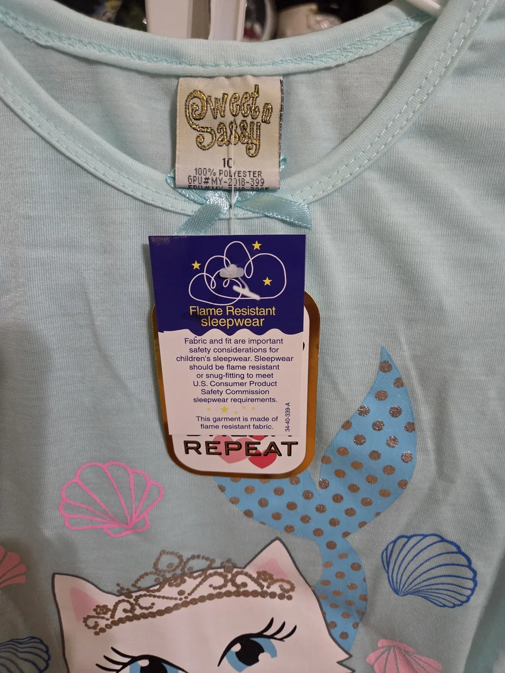 Kids 'Purrmazing' Light Blue & Pink Cat Nightgown - 2 Pack